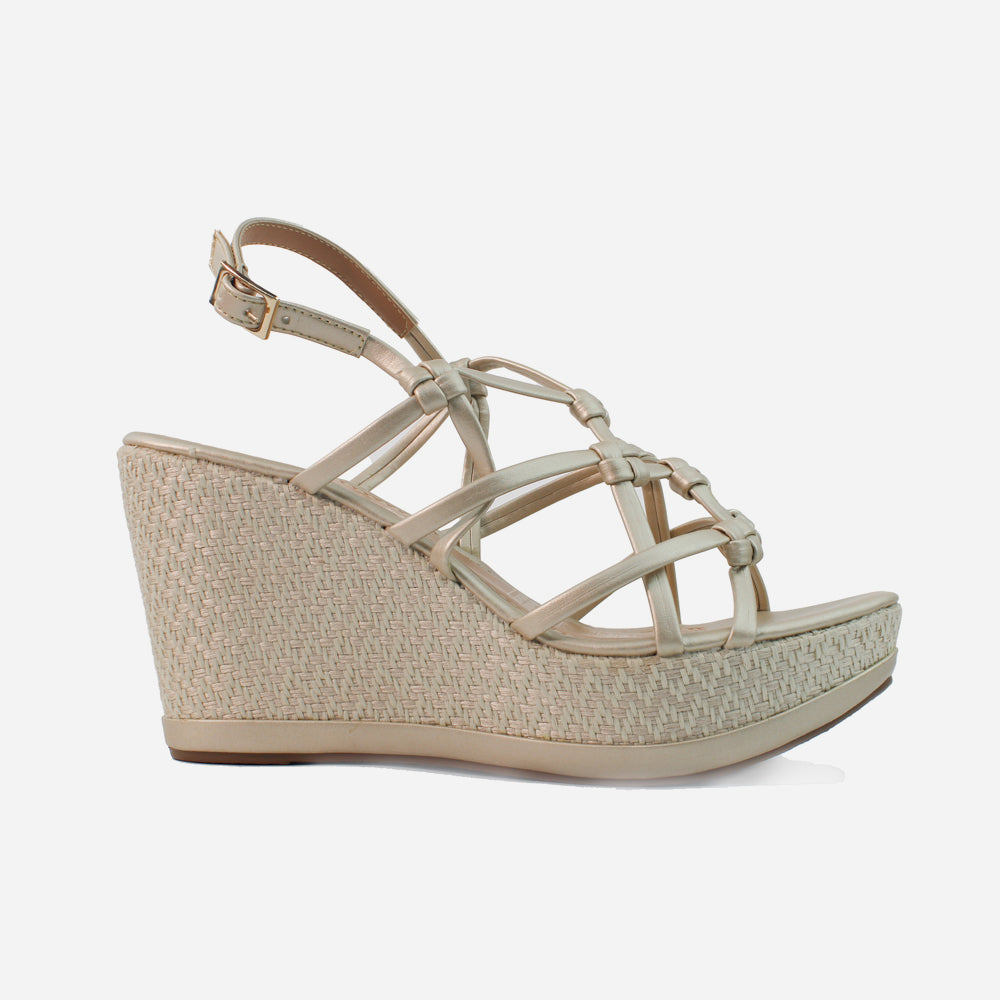 Sandalia plataforma ciana de sintético para mujer - Champaña