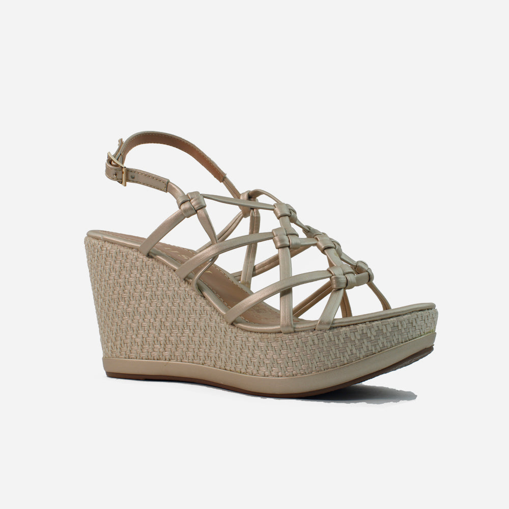 Sandalia plataforma ciana de sintético para mujer - Champaña