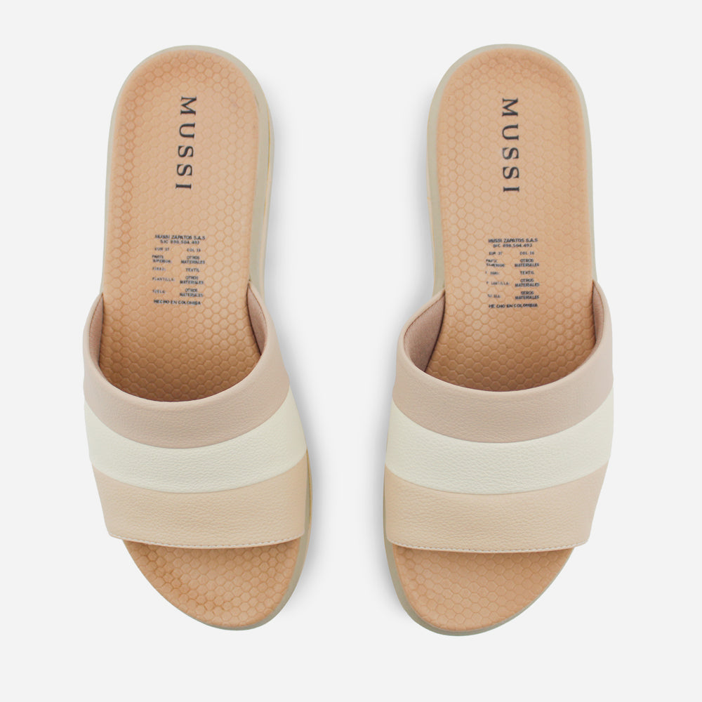 Sandalia flatform juliet de cuero para mujer - Nude