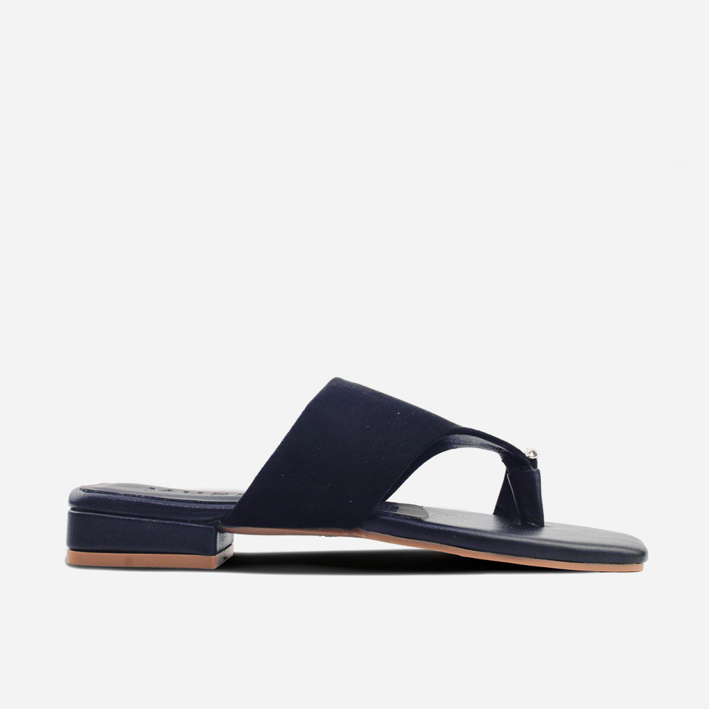 Sandalia plana perla de sintético para mujer - Negro