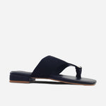 Sandalia plana perla de sintético para mujer - Negro