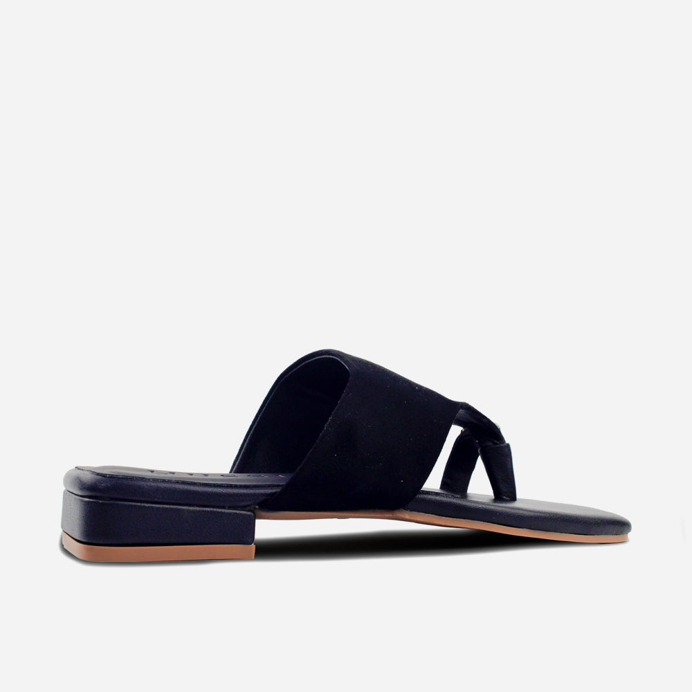 Sandalia plana perla de sintético para mujer - Negro