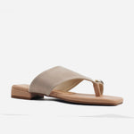 Sandalia plana perla de sintético para mujer - Nude