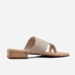 Sandalia plana perla de sintético para mujer - Nude