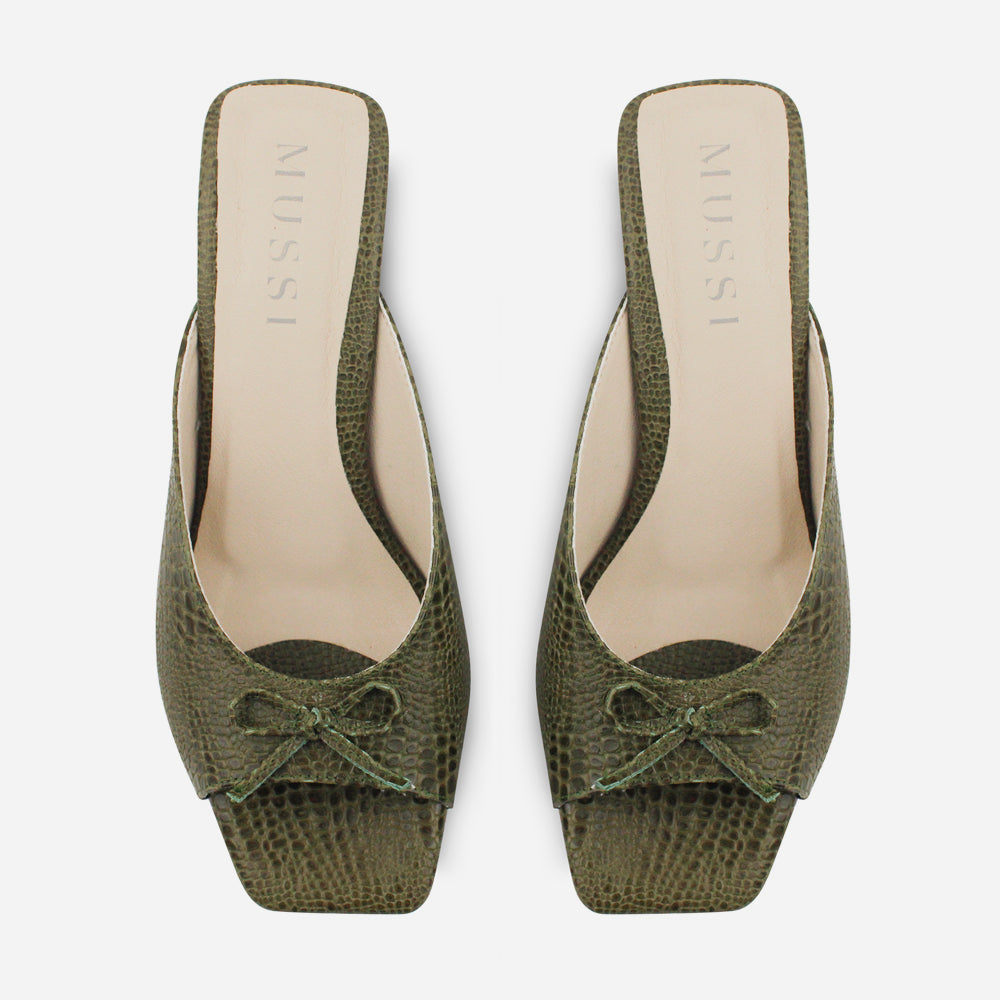 Sandalia tacon jaspe de cuero para mujer - Verde