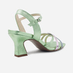 Sandalia tacon ambar de cuero para mujer - Verde