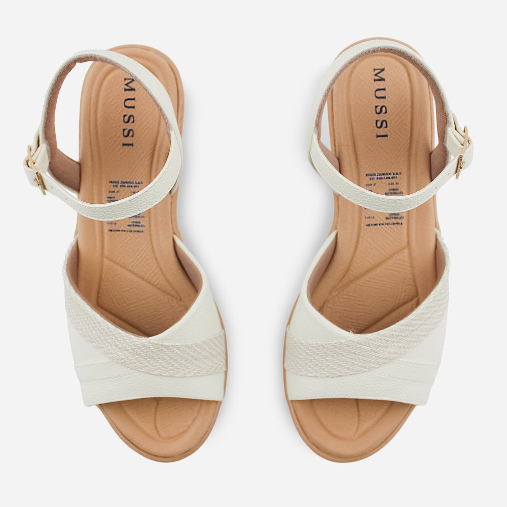 Sandalia plataforma margot de sintético para mujer - Hueso