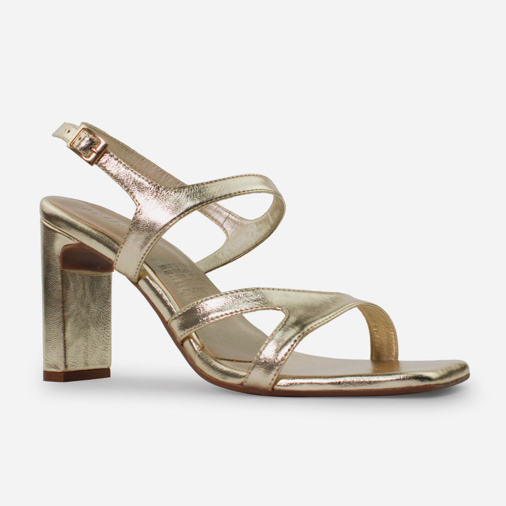 Sandalia tacon lurex de sintético para mujer - Oro