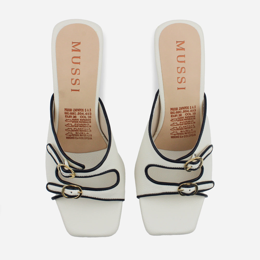 Sandalia tacon tessa de sintético para mujer - Hueso