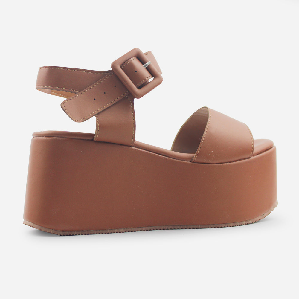 Sandalia plataforma siena de sintético para mujer - Miel