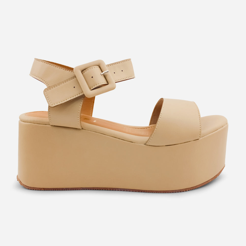 Sandalia plataforma siena de sintético para mujer - Taupe