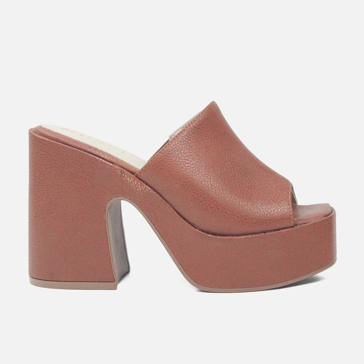 Sandalia tacon plataforma celestina de cuero para mujer - Miel