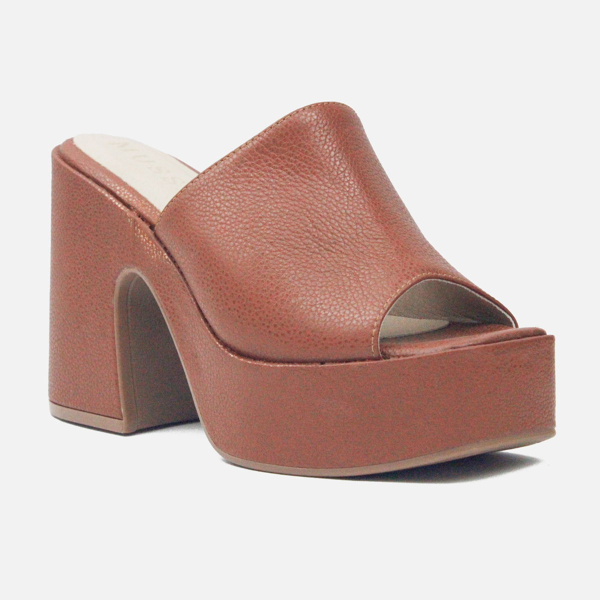 Sandalia tacon plataforma celestina de cuero para mujer - Miel