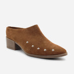 Zueco tacon matilda de cuero carnaza para mujer - Miel