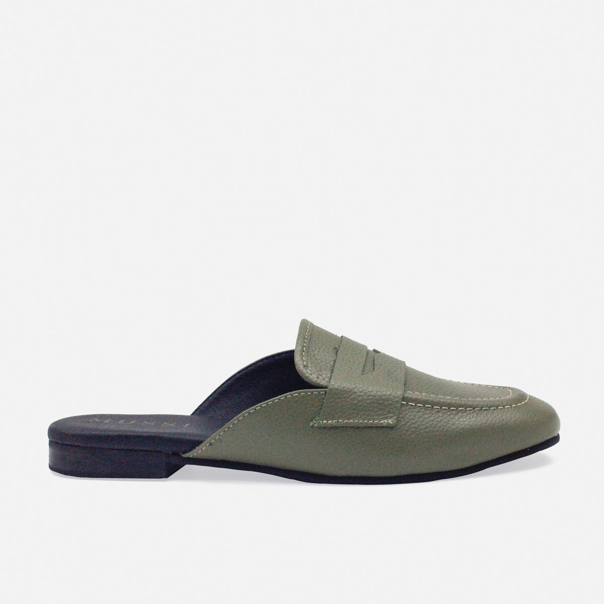 Zueco plano seraphina de cuero para mujer - Verde