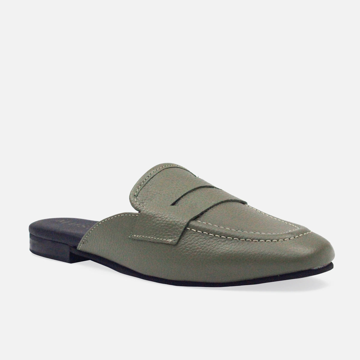 Zueco plano seraphina de cuero para mujer - Verde