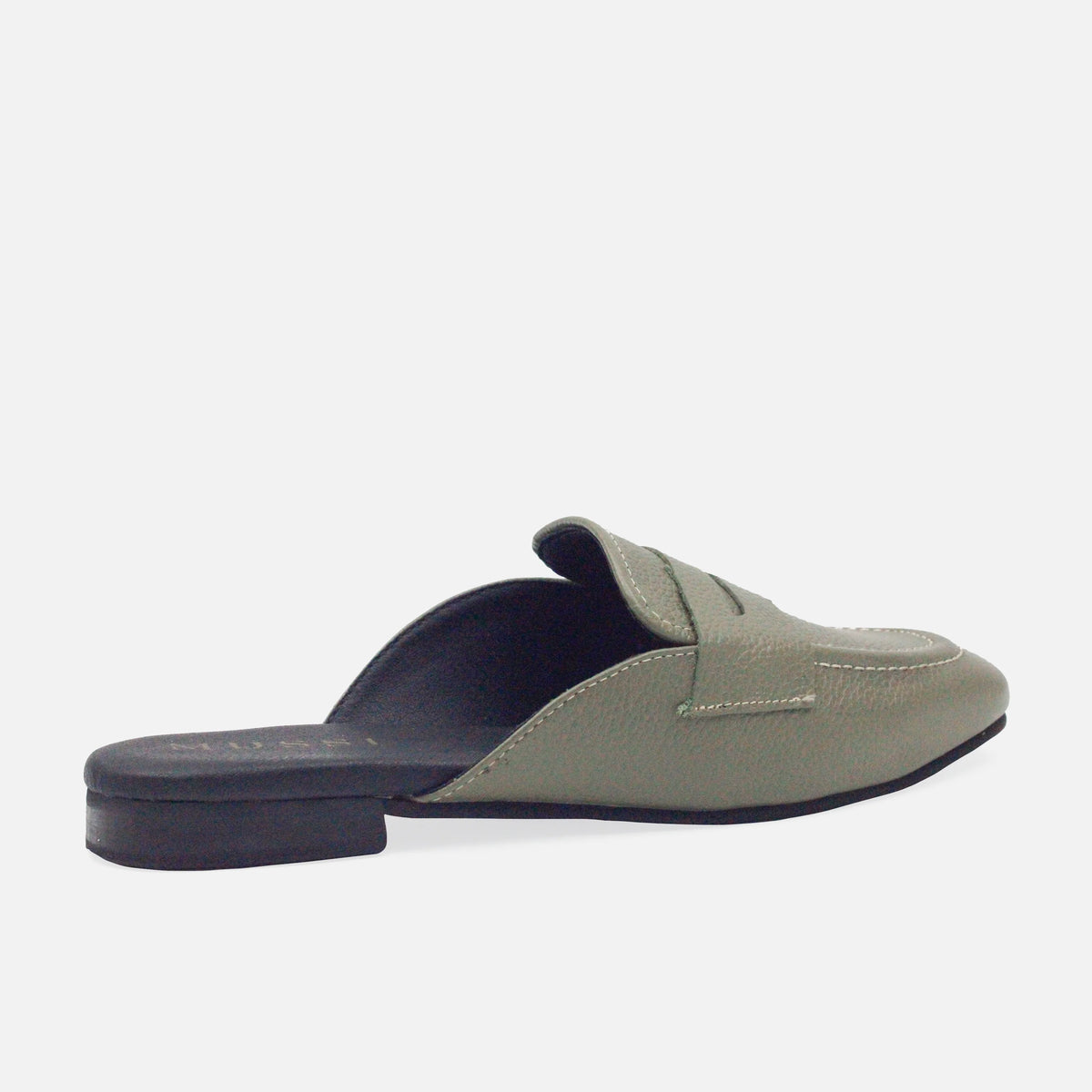 Zueco plano seraphina de cuero para mujer - Verde