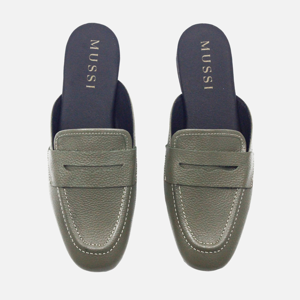 Zueco plano seraphina de cuero para mujer - Verde