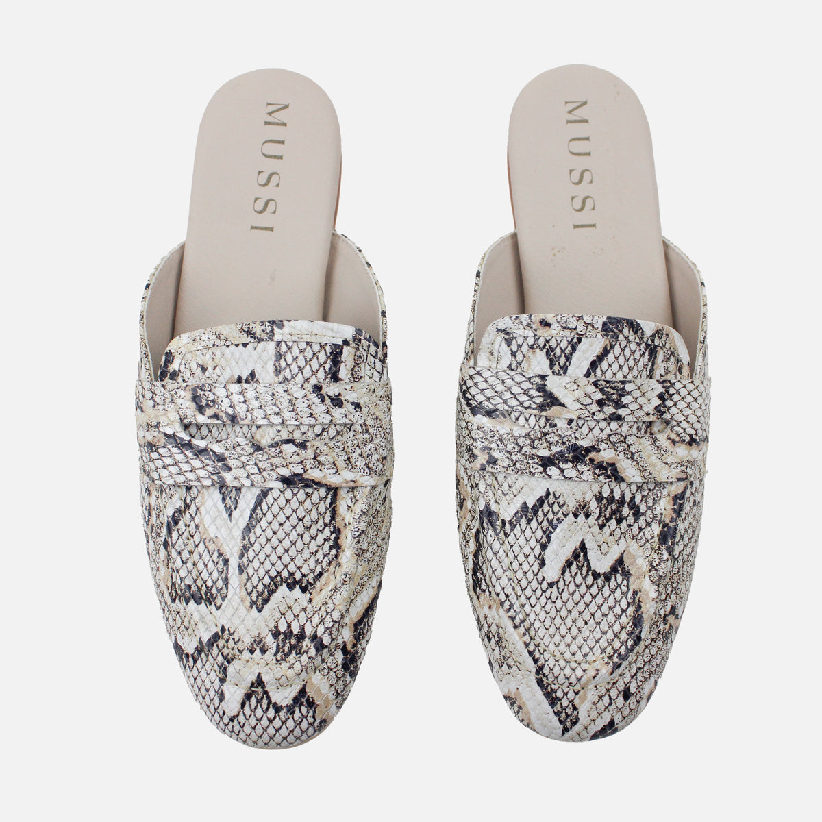 Zueco plano Nayra de cuero para mujer - Pitón