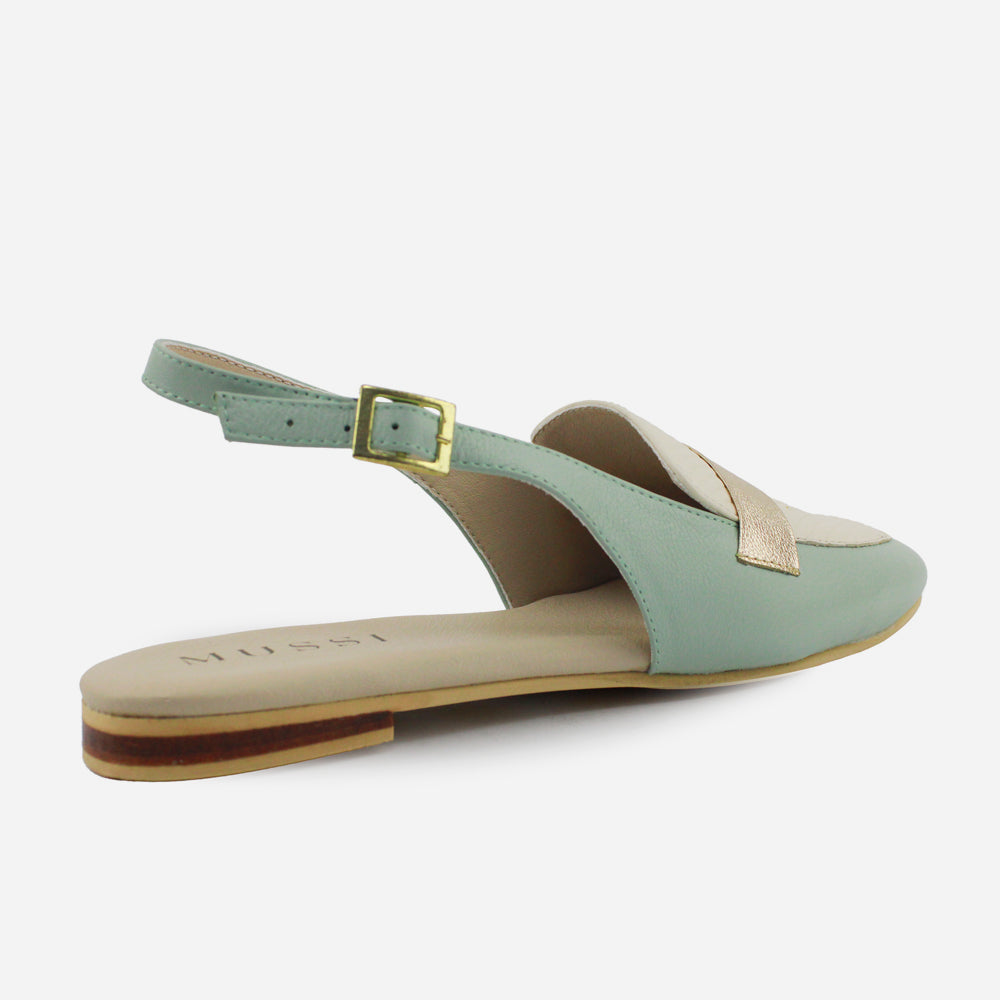 Baleta destalonada darsy de cuero para mujer - Verde