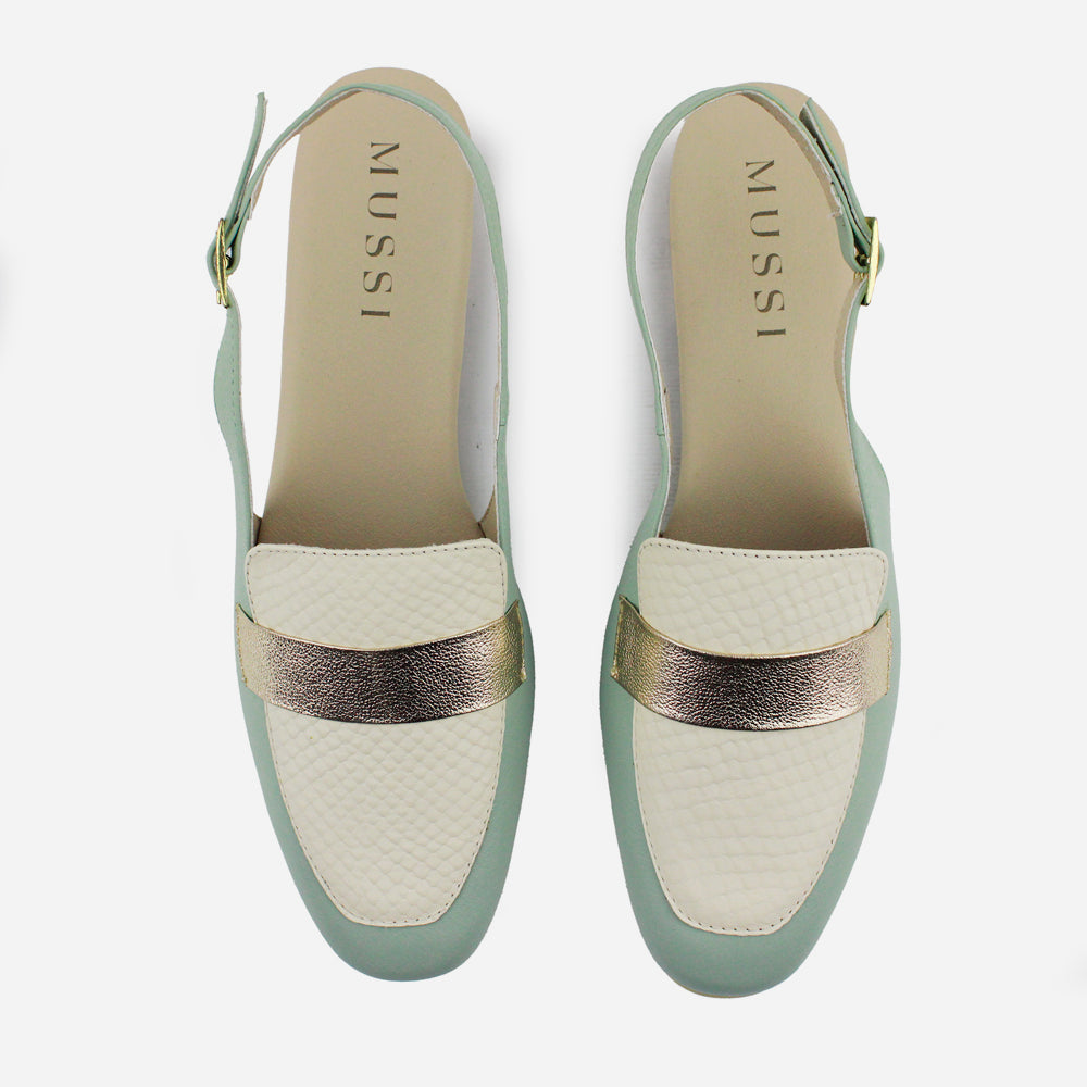 Baleta destalonada darsy de cuero para mujer - Verde