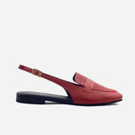 Baleta destalonada darsy de cuero para mujer - Vino