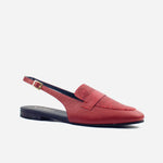 Baleta destalonada darsy de cuero para mujer - Vino