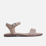 Sandalia plana laeticia de sintético para mujer - Beige