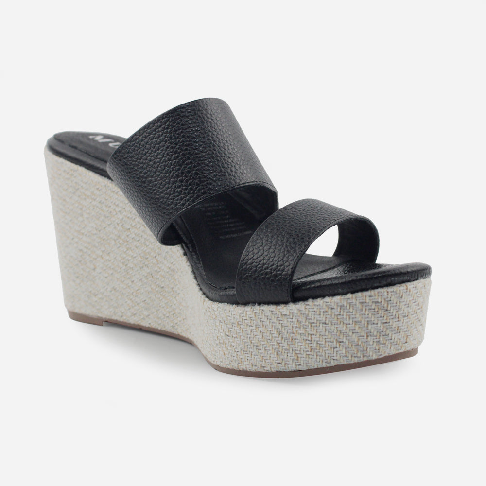 Sandalia plataforma meredith de cuero para mujer - Negro
