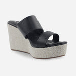 Sandalia plataforma meredith de cuero para mujer - Negro