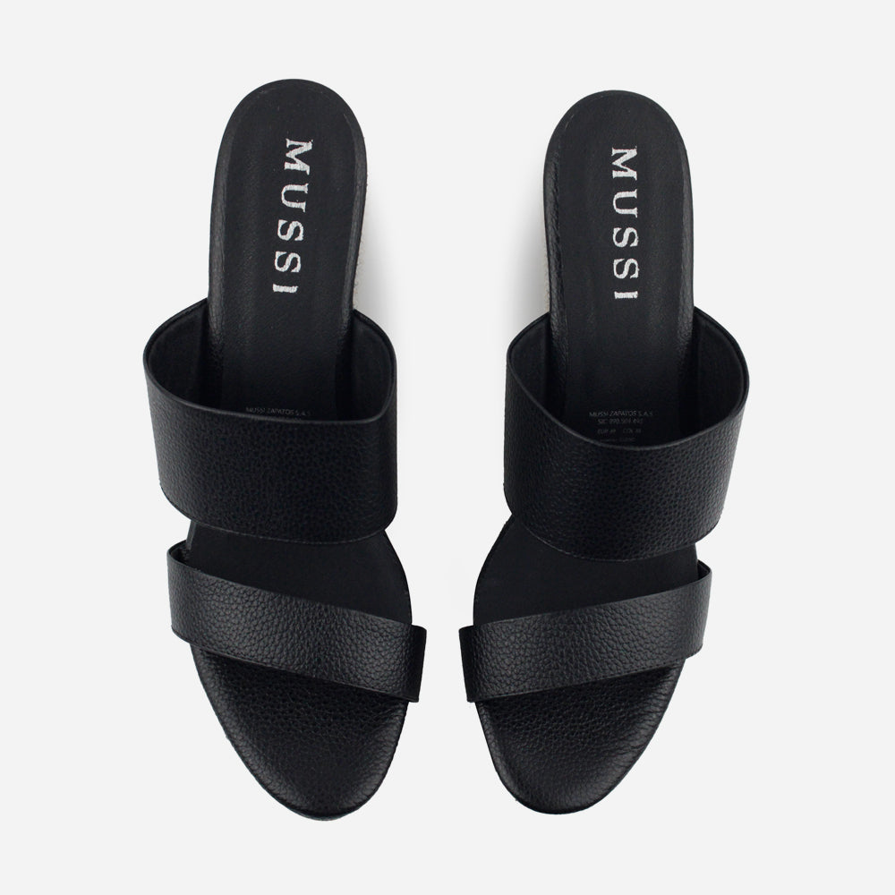 Sandalia plataforma meredith de cuero para mujer - Negro