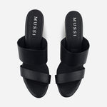 Sandalia plataforma meredith de cuero para mujer - Negro