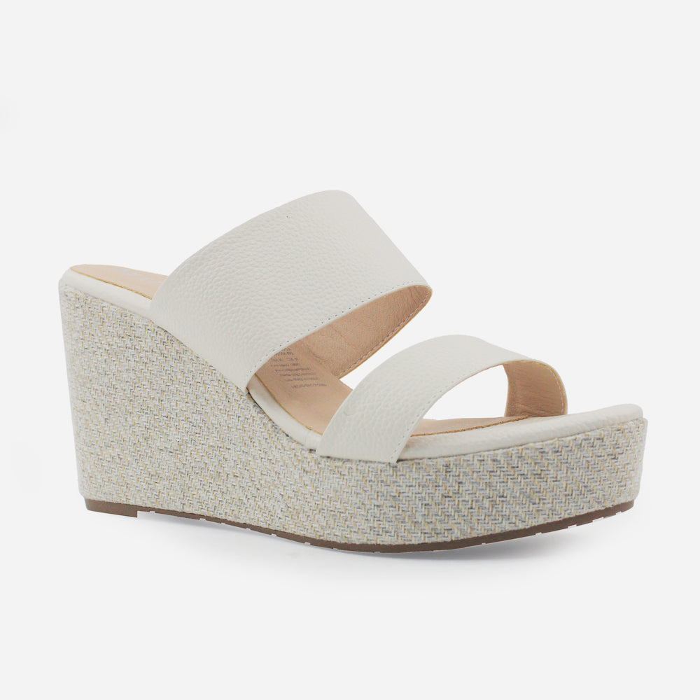 Sandalia plataforma meredith de cuero para mujer - Blanco