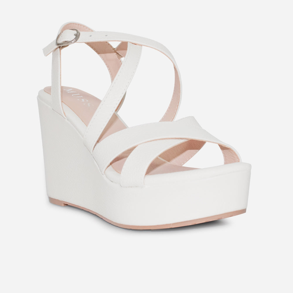 Sandalia plataforma mady de sintético para mujer - Blanco