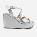 Sandalia plataforma mady de cuero para mujer - Plata