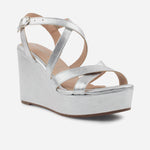 Sandalia plataforma mady de cuero para mujer - Plata