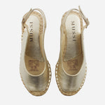 Sandalia espadrilla celeste de cuero para mujer - Oro