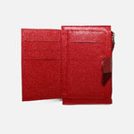 Tarjetero selma de cuero para mujer - Rojo