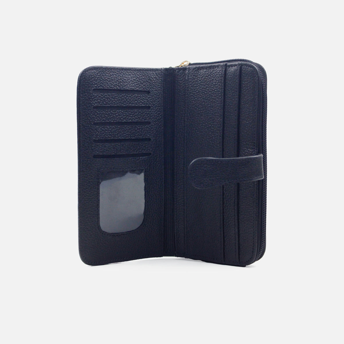 Billetera virela de cuero para mujer - Negro