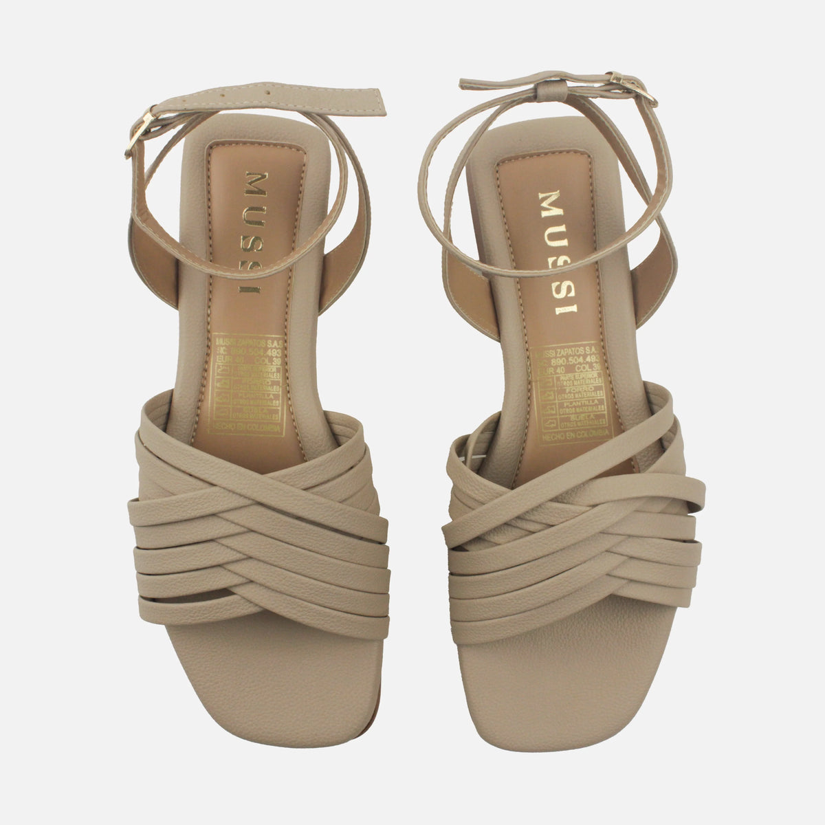 Sandalia plana milen de sintético para mujer - Almendra