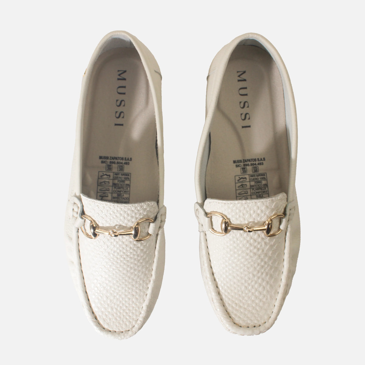 Mocasin plano ondina de cuero para mujer - Hueso