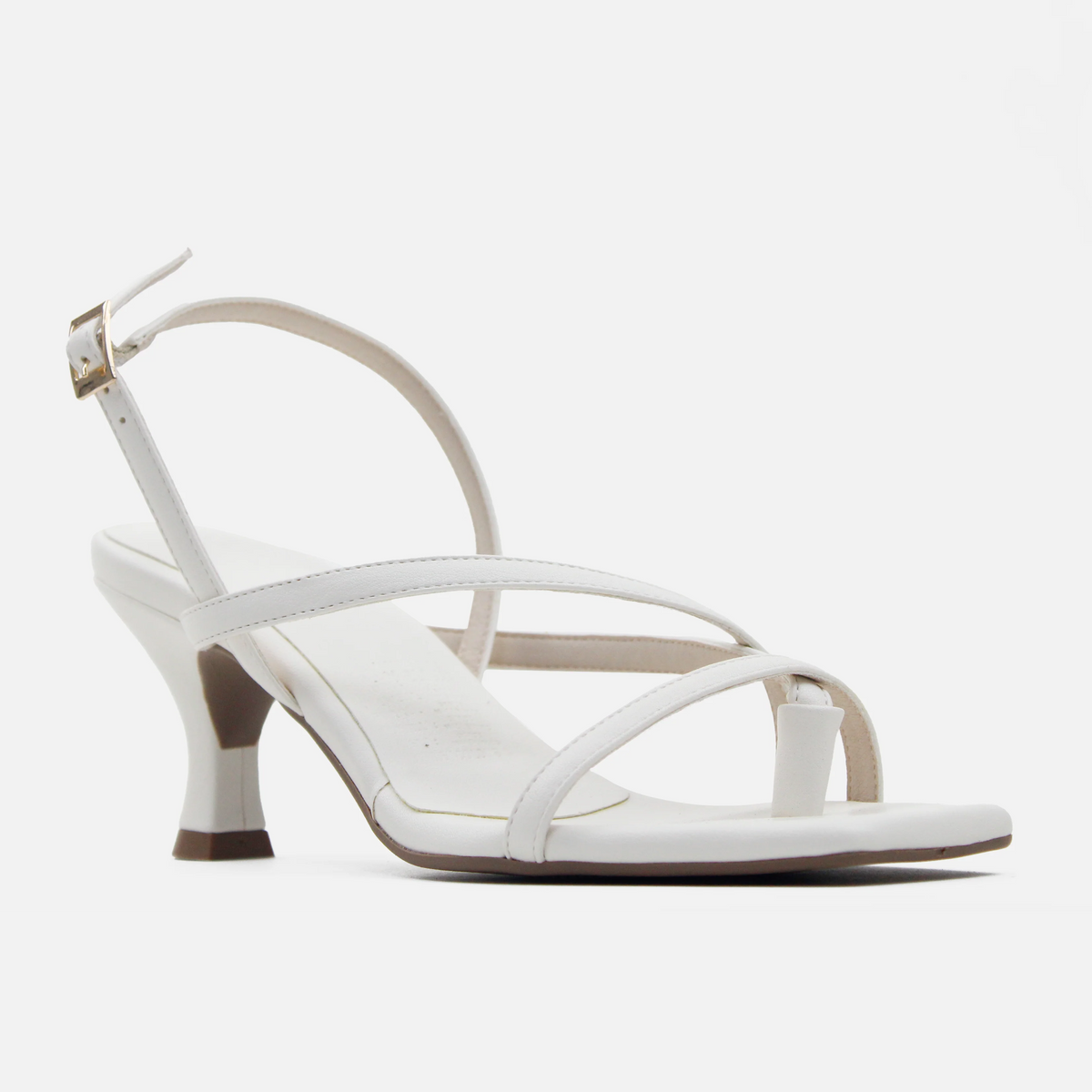 Sandalia tacon mesli de sintético para mujer - Hueso