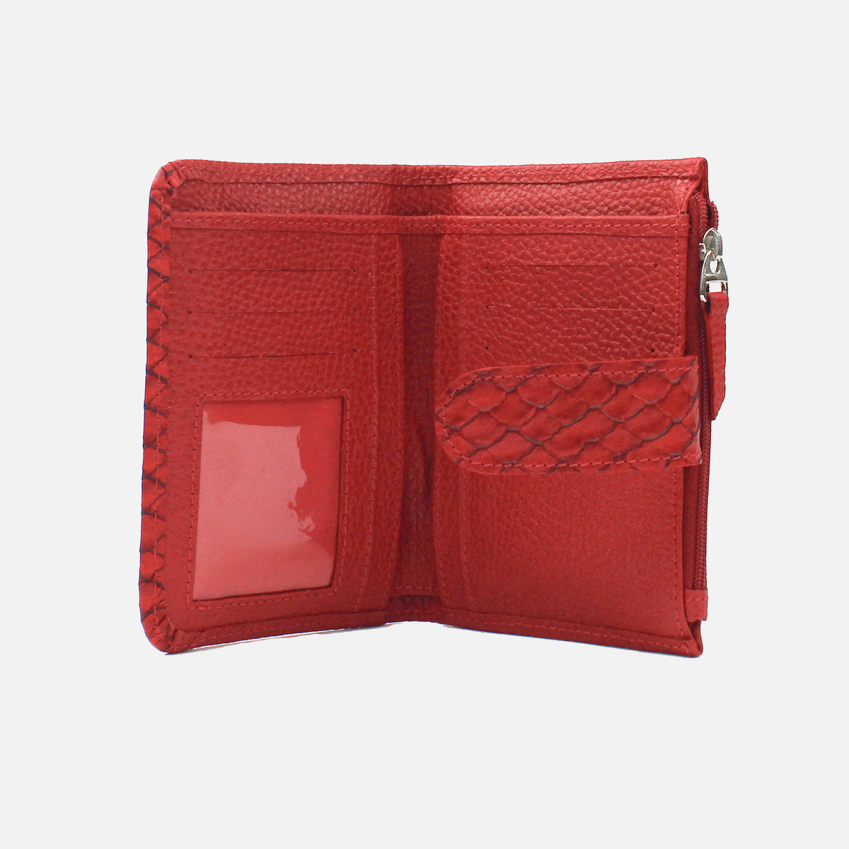 Billetera milan de cuero para mujer - Rojo