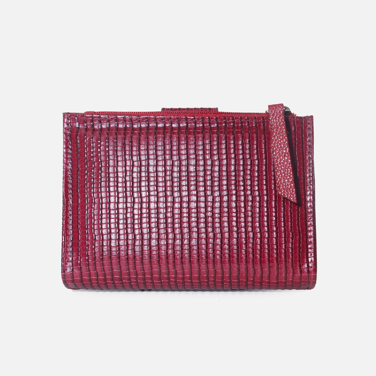 Billetera orla de cuero para mujer - Vino