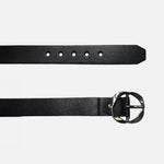 Correa leandra de cuero para mujer - Negro