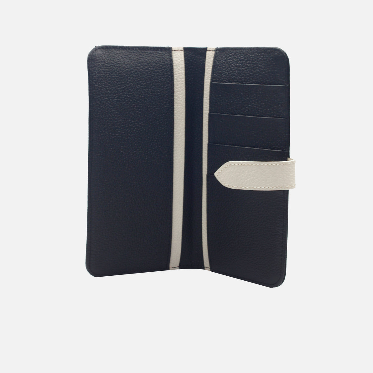 Billetera primavera de cuero para mujer - Negro