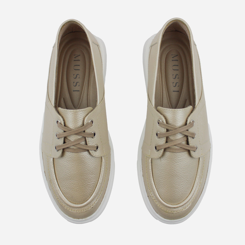 Tenis Sneakers noa de cuero para mujer - Champaña