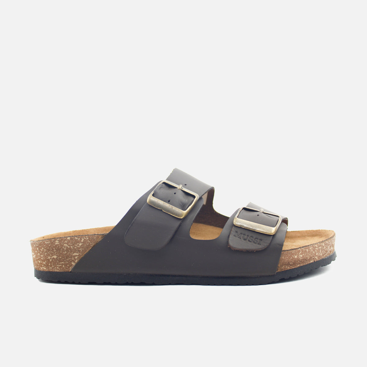 Sandalia plana marco de cuero para hombre - Café