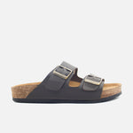 Sandalia plana marco de cuero para hombre - Café