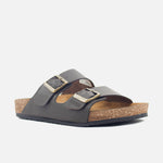 Sandalia plana marco de cuero para hombre - Café